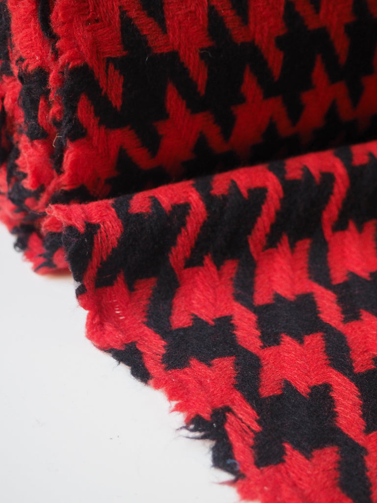 Red Jumbo Houndstooth Wool Jacquard