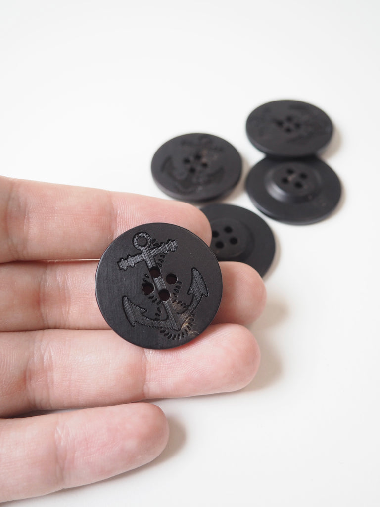 Black Anchor Engraved Corozo Buttons 30mm/48L