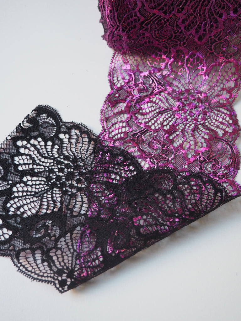 Black with pink stretch lace trimming - Lace To Love