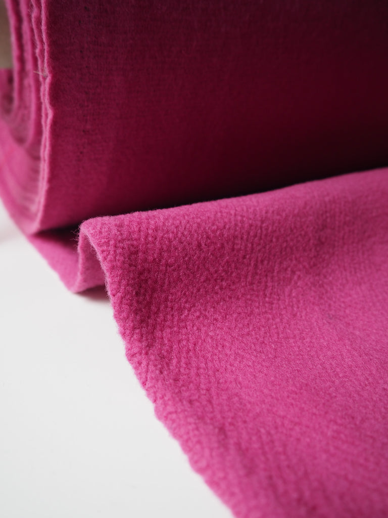 Pink Twill Fleece Wool Coating