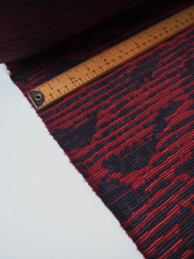 Red + Navy Ribbed Jersey Jacquard