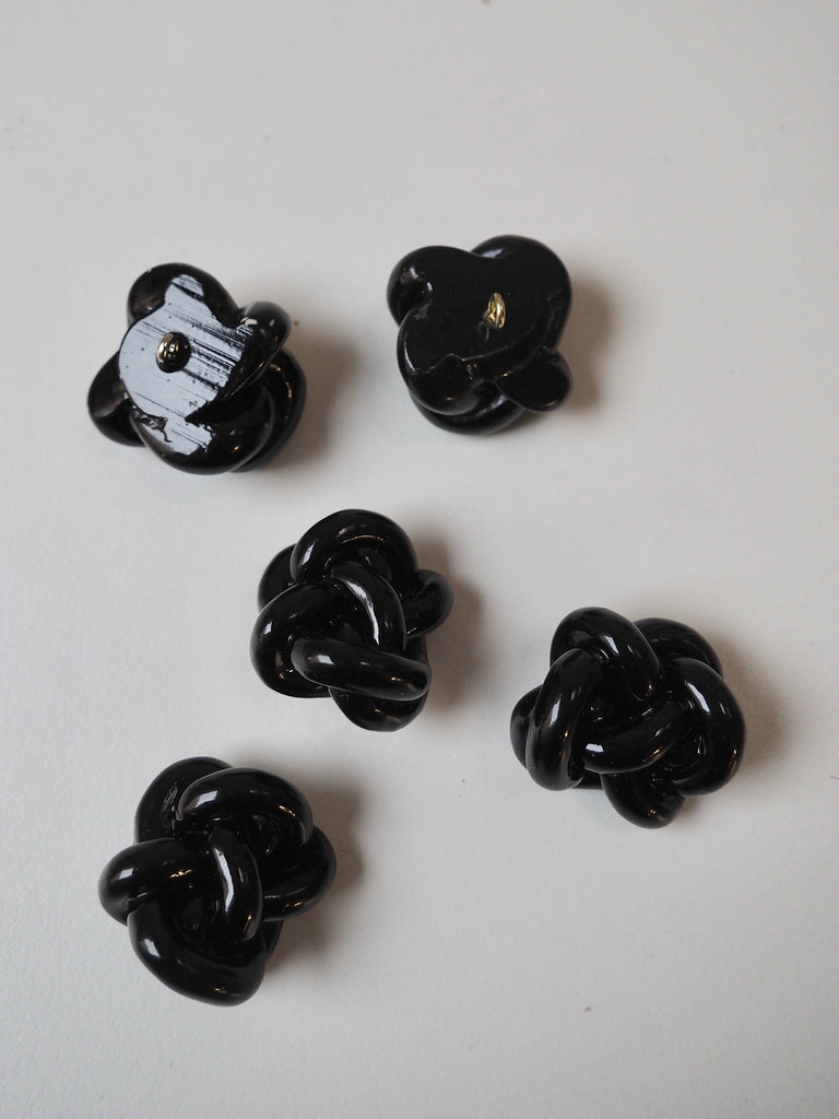 Black Plastic Knot Shank Buttons 26mm/42L