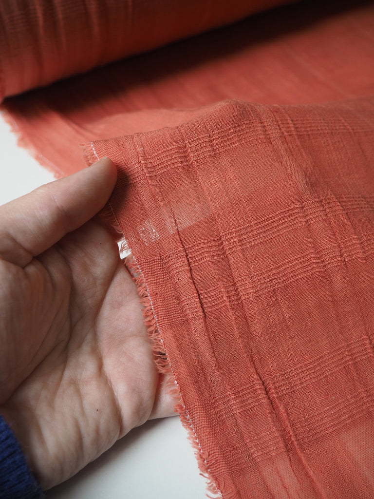 Terracotta Check Cotton Voile