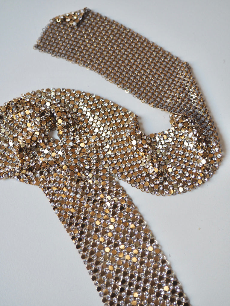 Gold Crystal Chainmail Trim 40mm