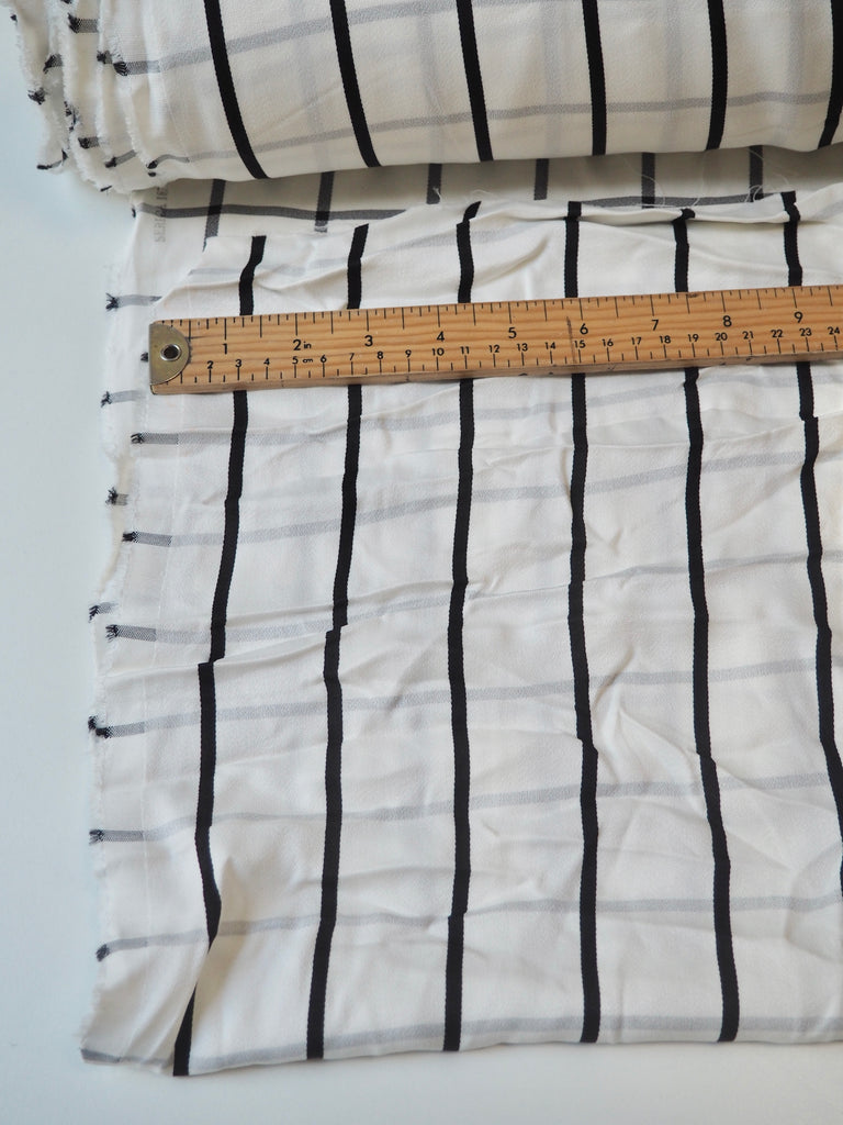 B+W Check + Stripe Crepe-Back Satin