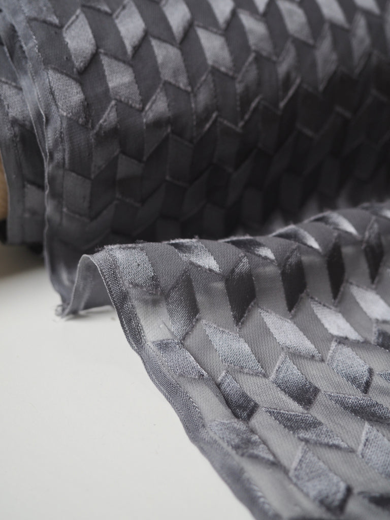 Charcoal Burnout Silk Chiffon