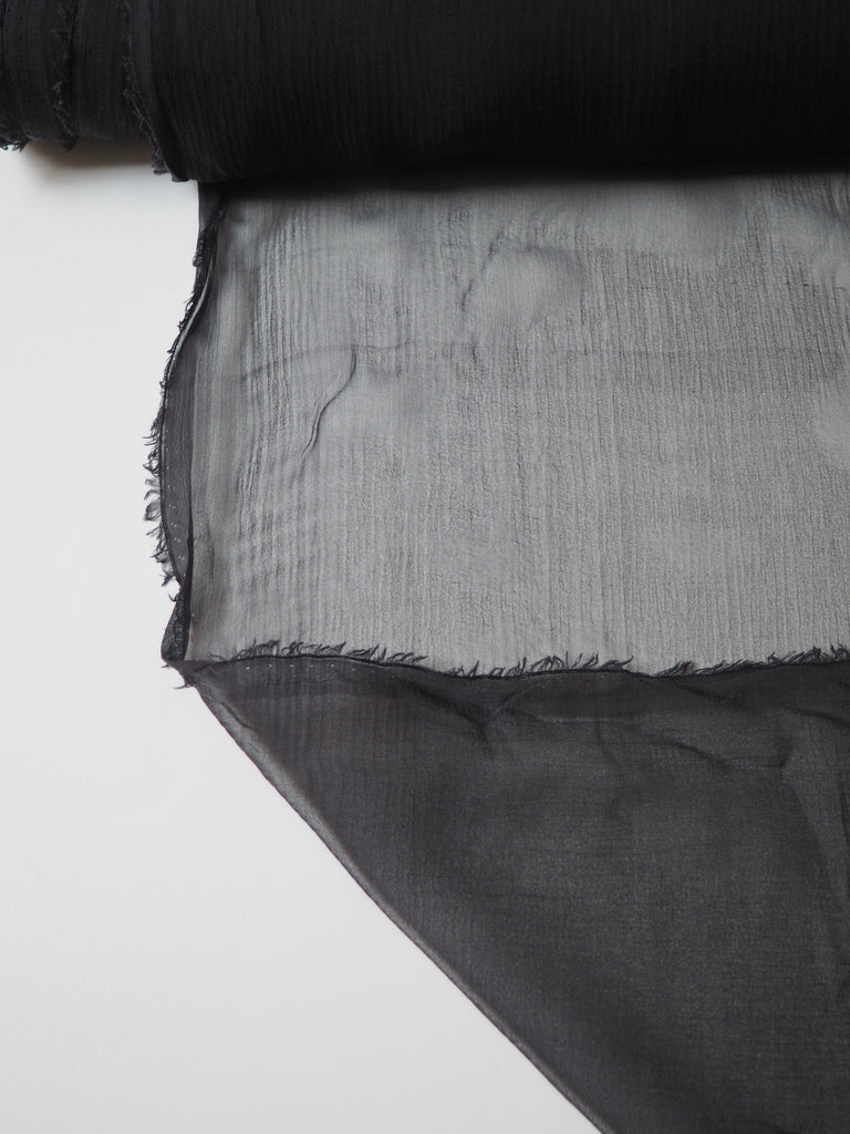 Black Silk Crinkle Chiffon