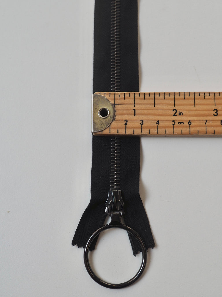 Riri 47cm/18.5inch Black O-Pull Metal Teeth Open-Ended Zips – The