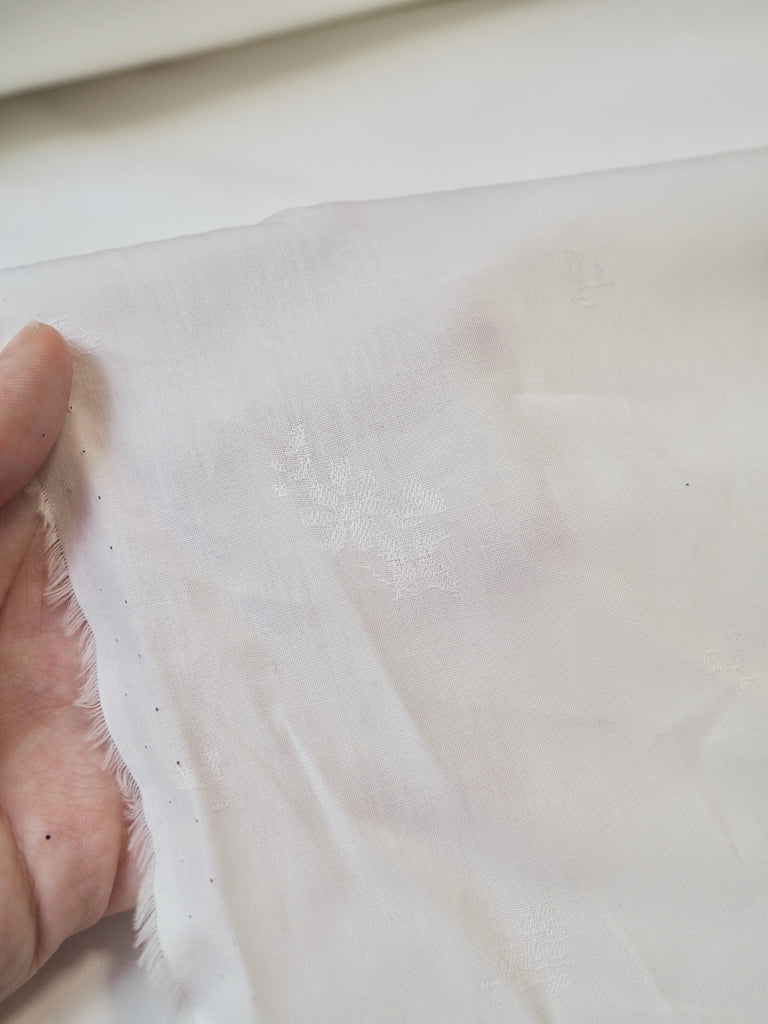 Liberty White Leafy Cotton Jacquard