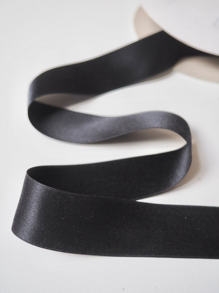 Black Silk Matte Satin Ribbon 25mm