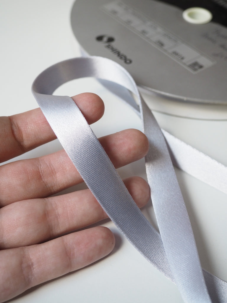 Shindo Light Grey Thick Double-Faced Satin Ribbon 15mm