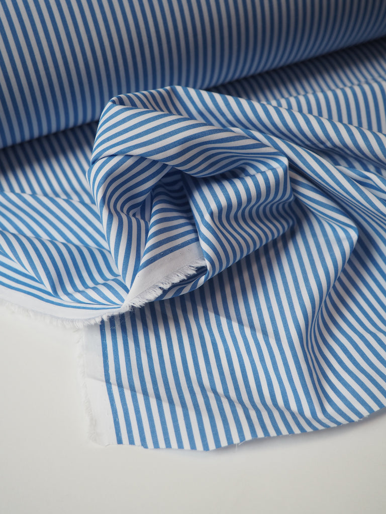 Blue Stripe Light Cotton Poplin