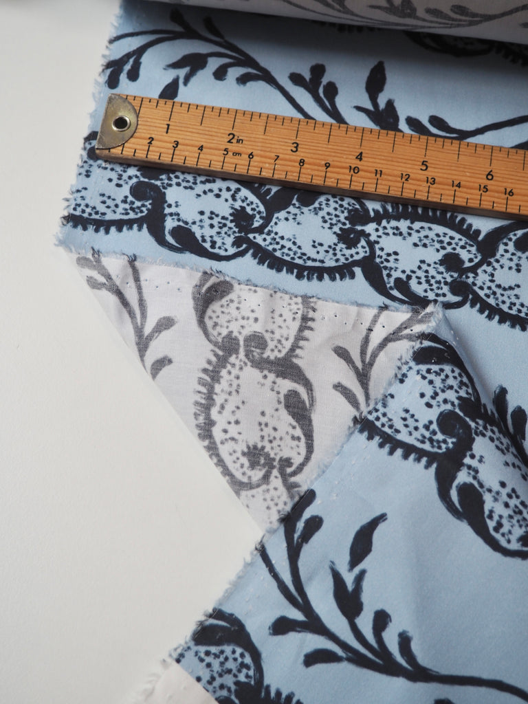 Blue Garland Stripe Cotton Poplin