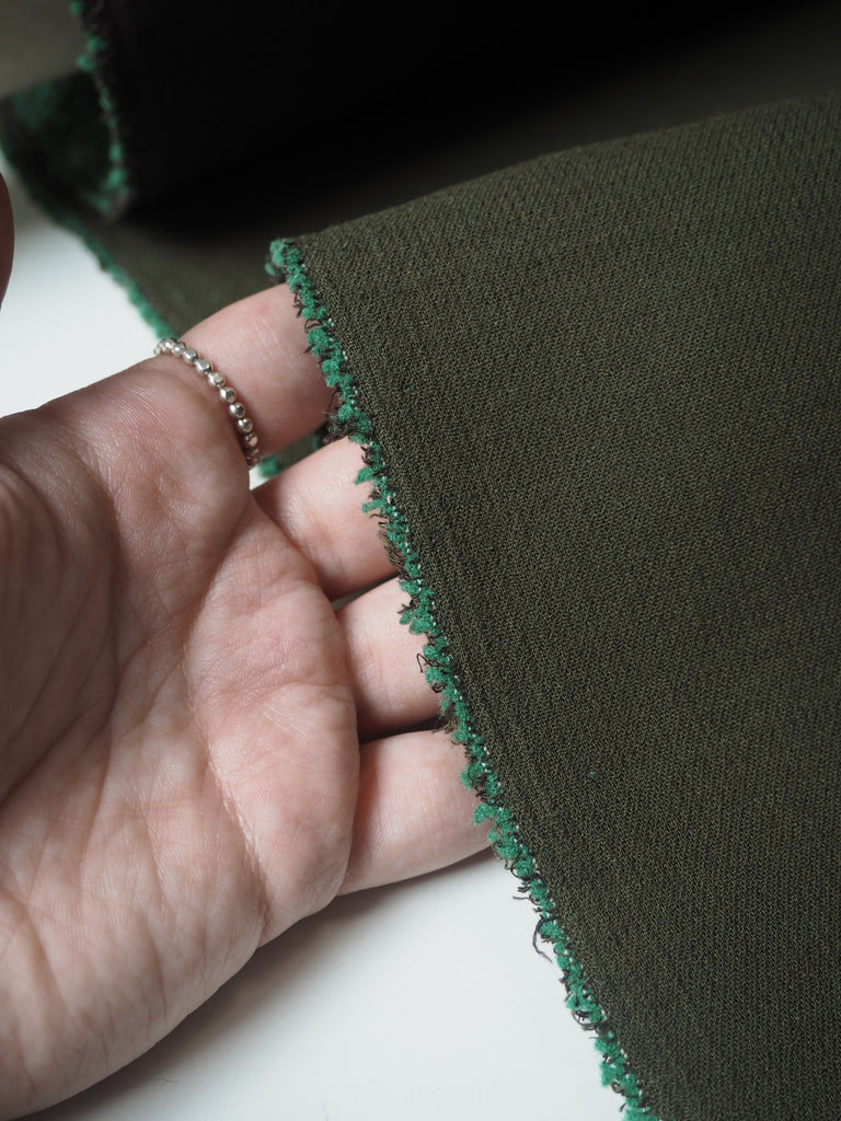 Olive + Brown Double Cotton Crepe