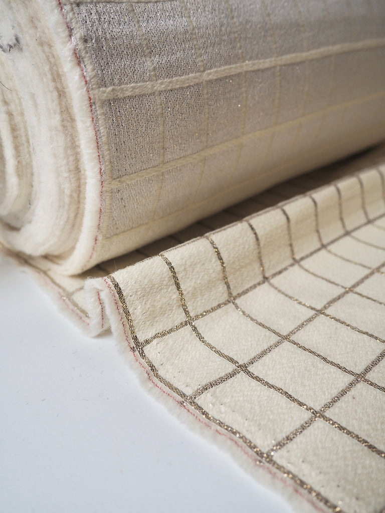 Cream + Gold Grid Wool Jacquard
