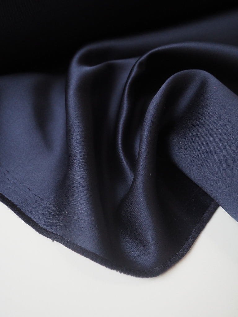 Navy Twill-Backed Heavy Satin