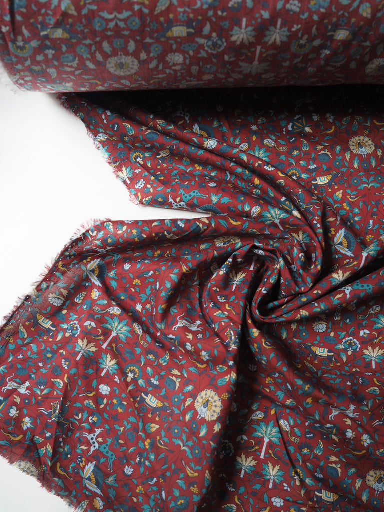Liberty Burgundy Imran Tana Cotton Lawn