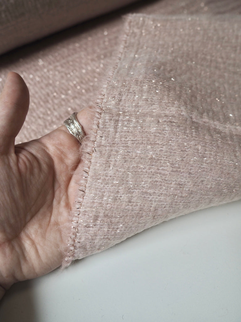 Blush Metallic Wool/Silk Double Organza Coating