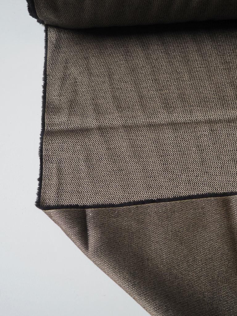 Black + Gold Wool/Viscose Twill Jacquard