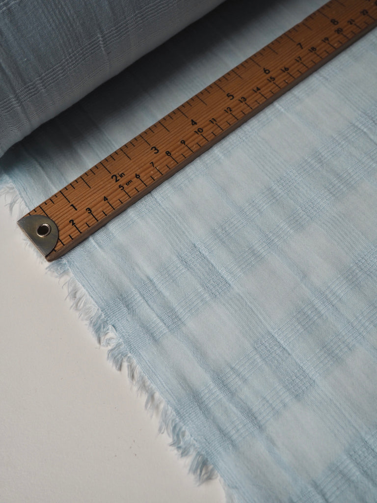 Sky Blue Check Cotton Voile