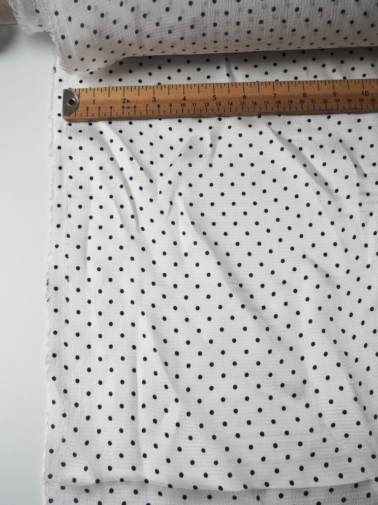 Black & White Polka Dot Hammered Viscose Satin