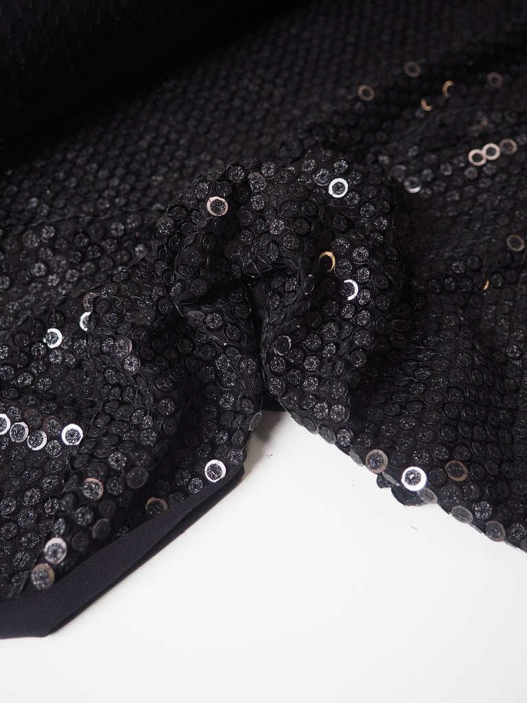 Black Glitter Sequin Stretch Mesh