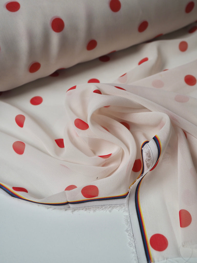 Ivory + Red Polka Dot Chiffon