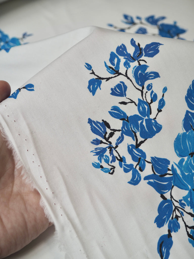 Blue Branch Floral Cotton Poplin
