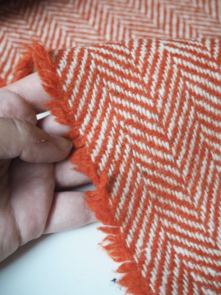 Orange Herringbone Wool Coating