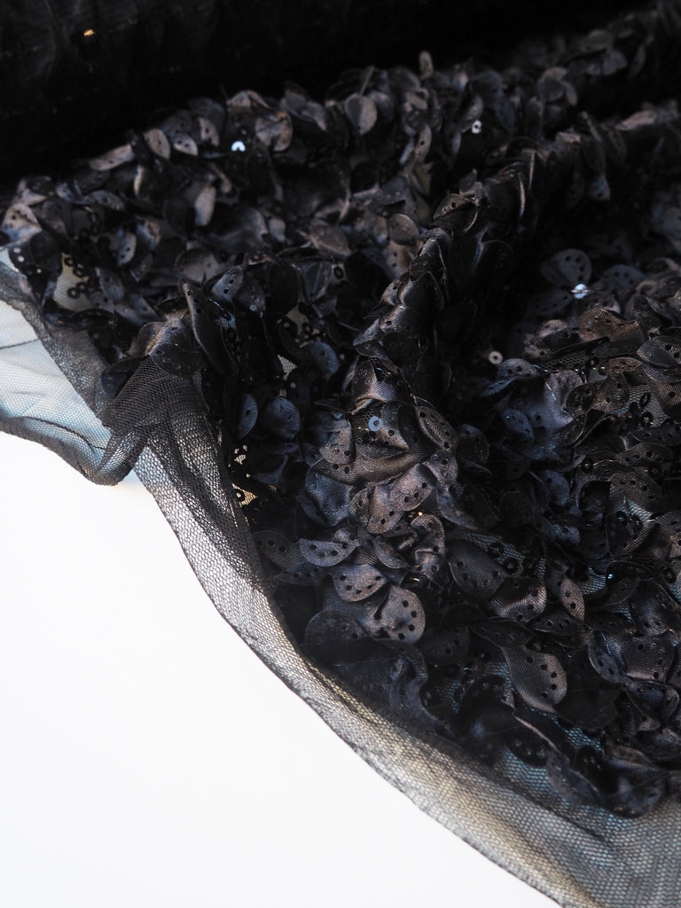 Black Scalloped Sequin 3D Tulle