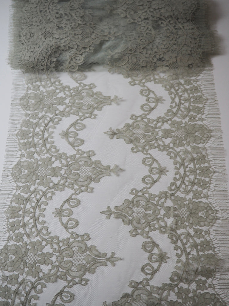 Sage Swirl Scallop Eyelash Lace Trim 40cm