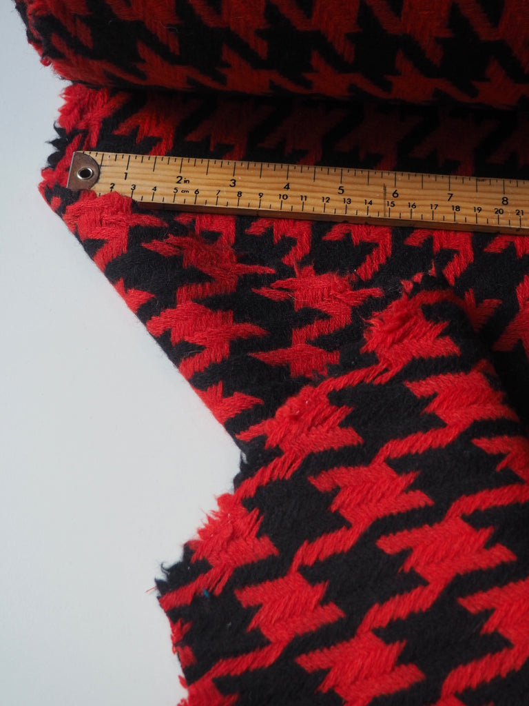Red Jumbo Houndstooth Wool Jacquard