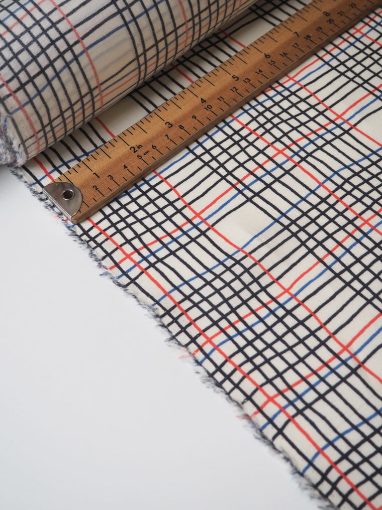 Grid Cotton/Silk Twill