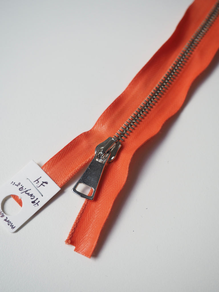 Raccagni Orange Plastic Coated Open-Ended Metal Zips 49cm