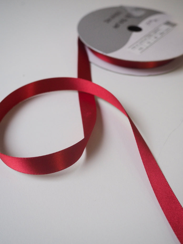 Shindo Hot Red Double-Faced Satin Ribbon 12mm