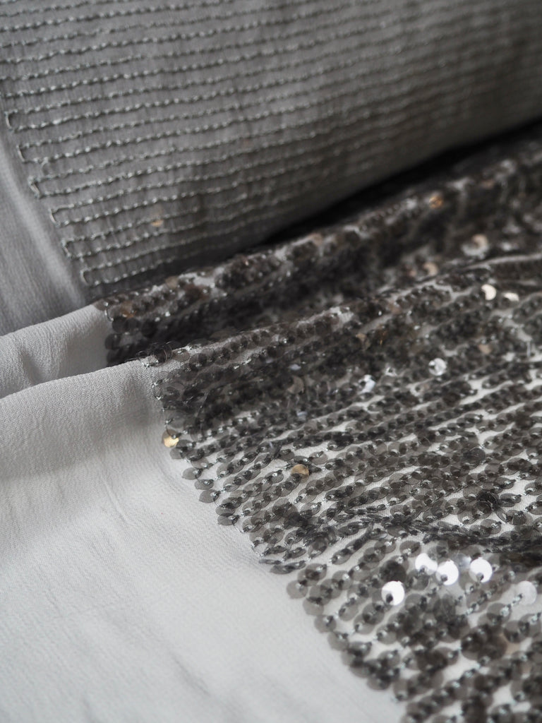 Smoke Grey Sequin Viscose Chiffon