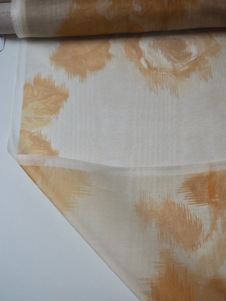 Yellow Moiré Rose Silk Organza
