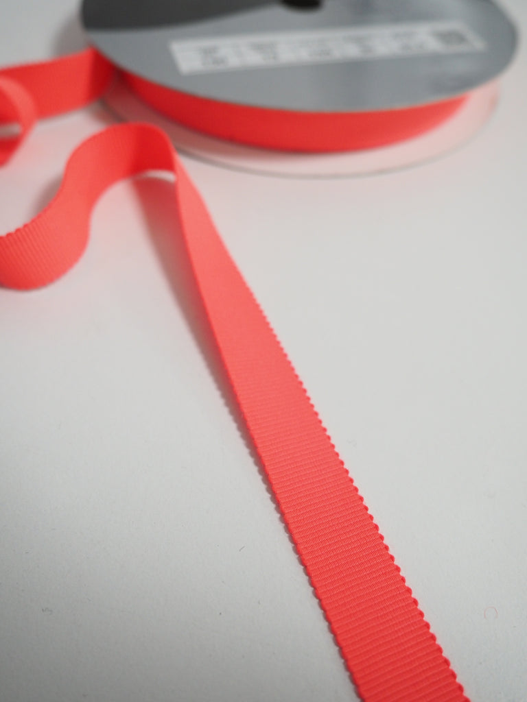 Shindo Neon Coral Grosgrain Ribbon 15mm