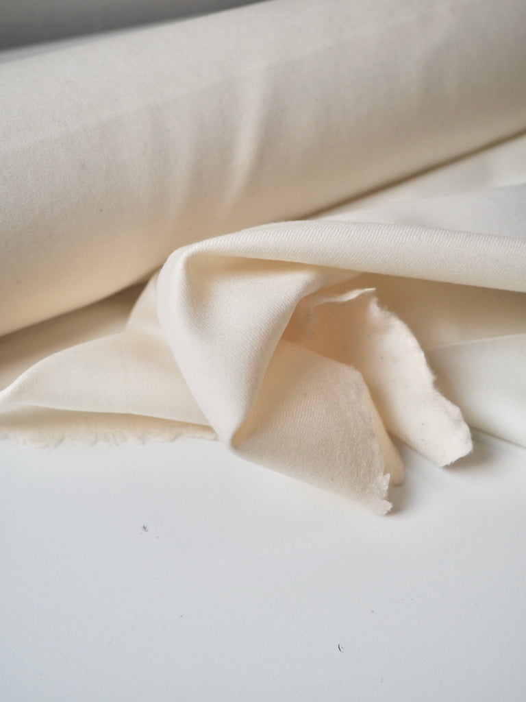 Cream Brushed Wool Twill