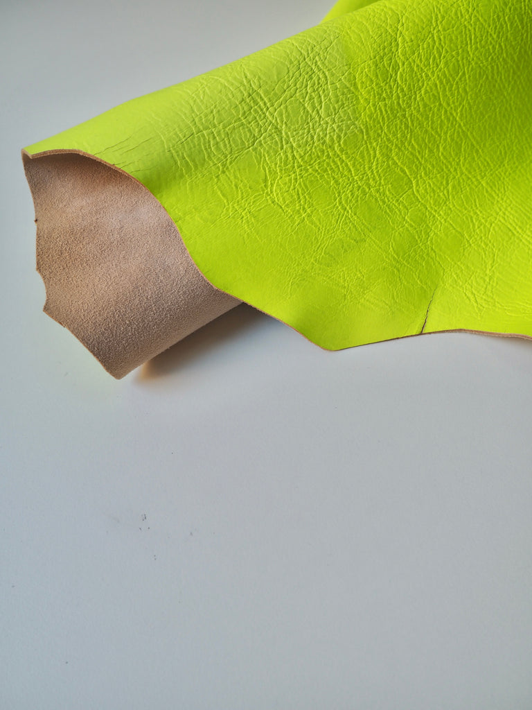 Neon Yellow Distressed Cowhide