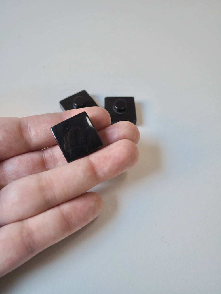 Black Square Shank Buttons 20mm