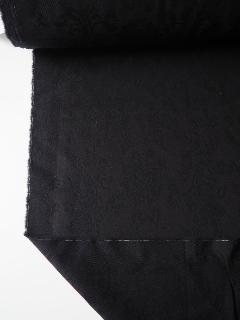 Black Damask Wool + Cotton Jacquard