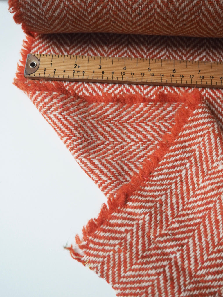 Orange Herringbone Wool Coating