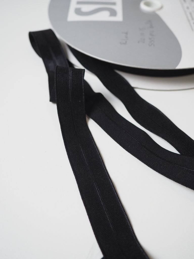 Shindo Black Satin Fold-Over Elastic 18mm