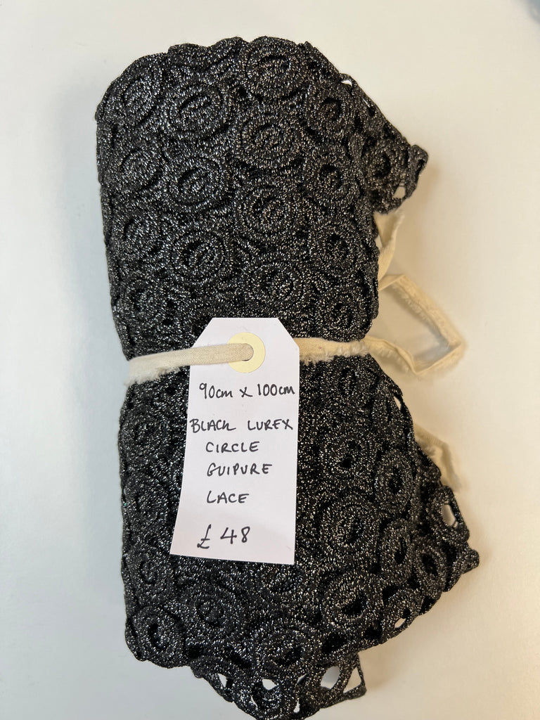 Black Lurex Circle Guipure Lace Remnant