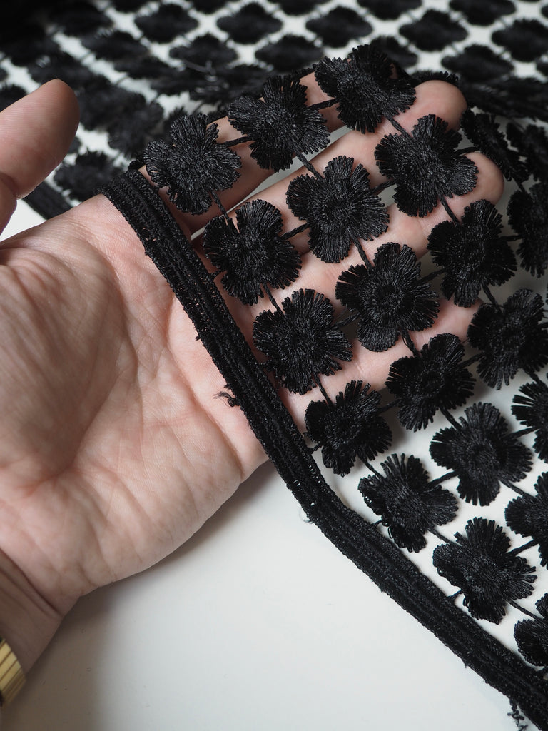 Black Floral Guipure Net Lace