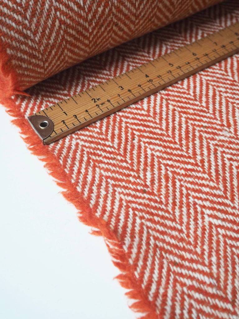 Orange Herringbone Wool Coating