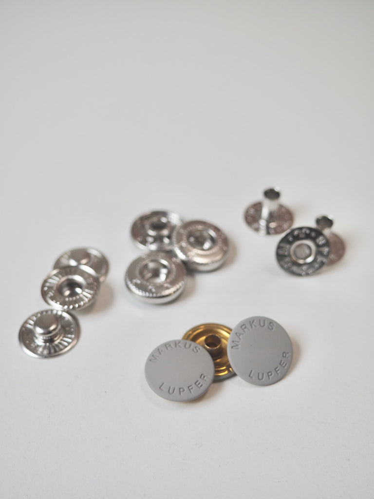 Matte Grey Branded Press Studs 15mm/24L