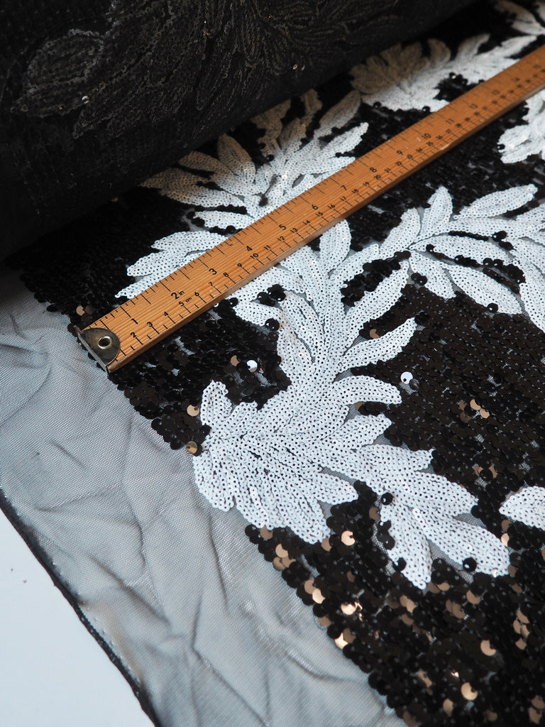 Black + White Vine Sequin Tulle