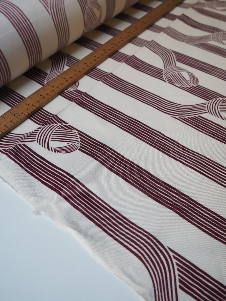 Burgundy Knotted Stripe Viscose Faille